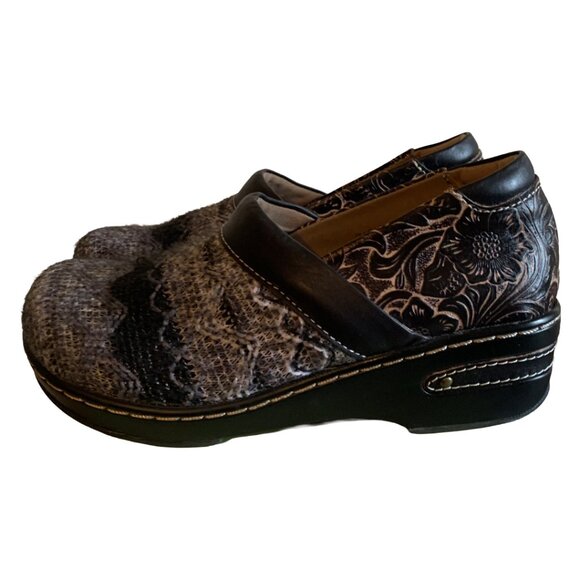 L 'ARTISTE by SPRING STEP Womens' Black Multi Zagabank Leather Clogs Size 5.5 - Picture 9 of 9